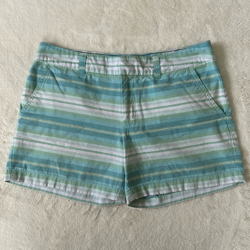 Women’s Tommy Hilfiger Preloved Green/Blue/White Striped Shorts, Size 6